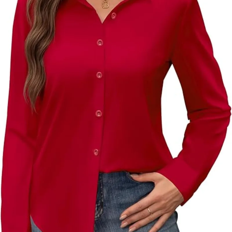 Siliteelon - Camisas de vestir para mujer, a prueba de manchas