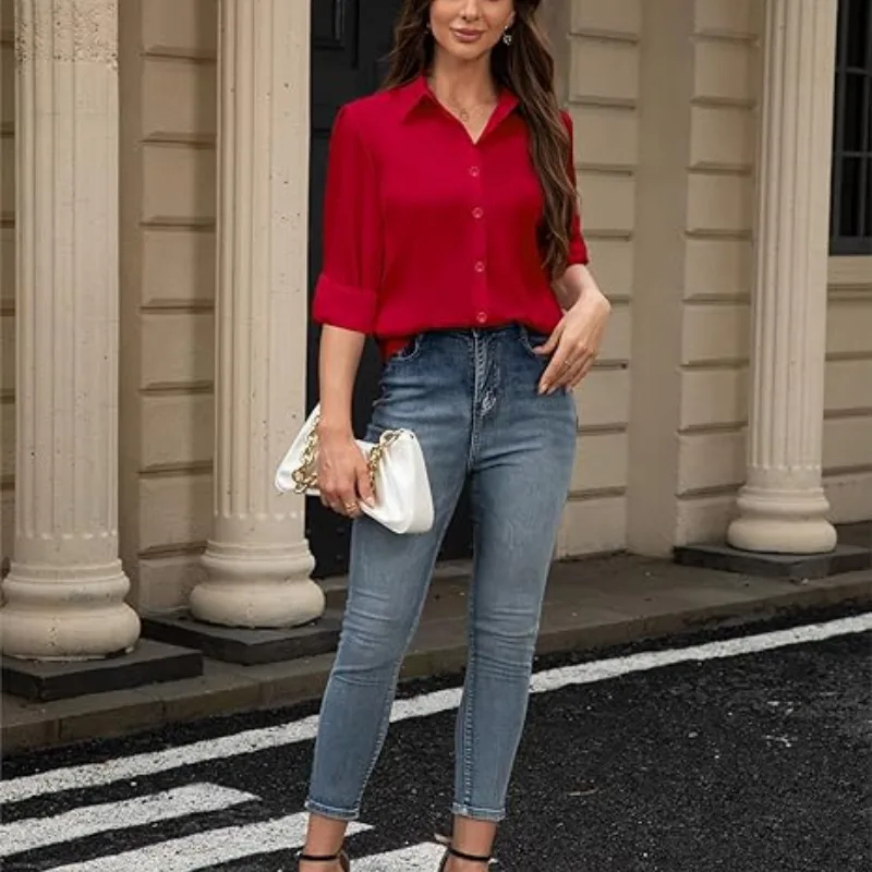 Siliteelon - Camisas de vestir para mujer, a prueba de manchas - Imagen 3